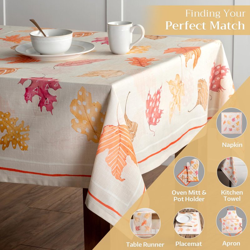 Maison d' Hermine Table Cloth Square Table 100% Cotton 60 x 60 Inches Fall Tablecloth Reusable Everyday Use for Thanksgiving Christmas Decorations Dining Farmhouse Party (Colours of Autumn)