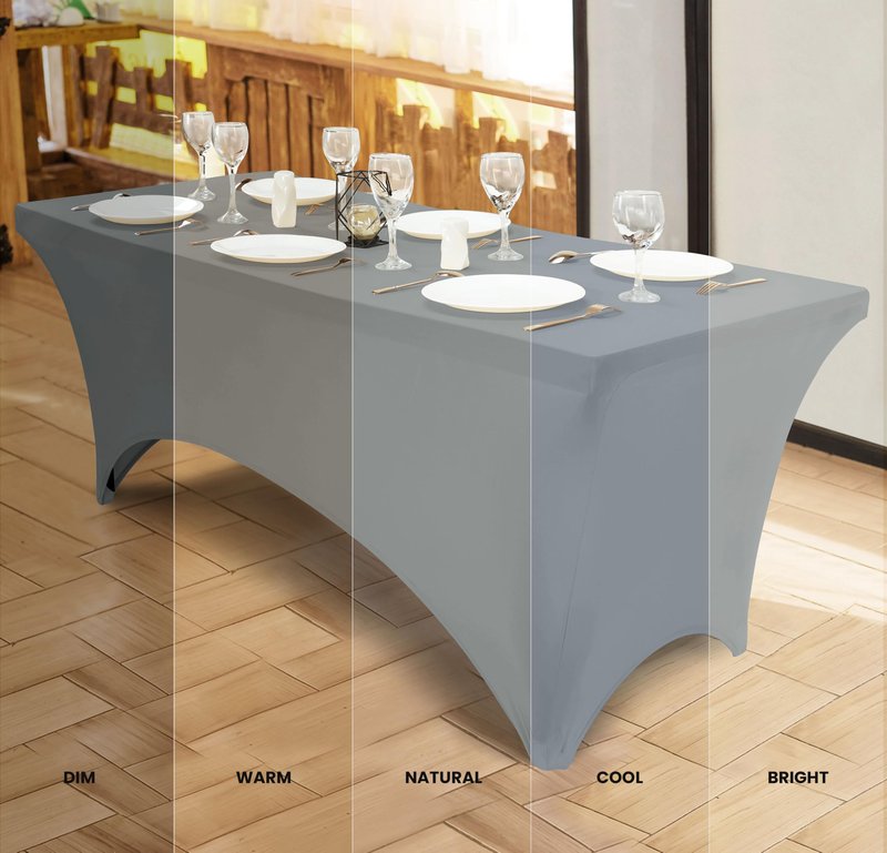 Utopia Kitchen Spandex Tablecloth 2 Pack [4FT, Grey] Tight, Fitted, Washable and Wrinkle Resistant Stretch Table Cloth Rectangle Cover for Trade Show, Weddings & Parties [48Lx30Wx30H Inch]