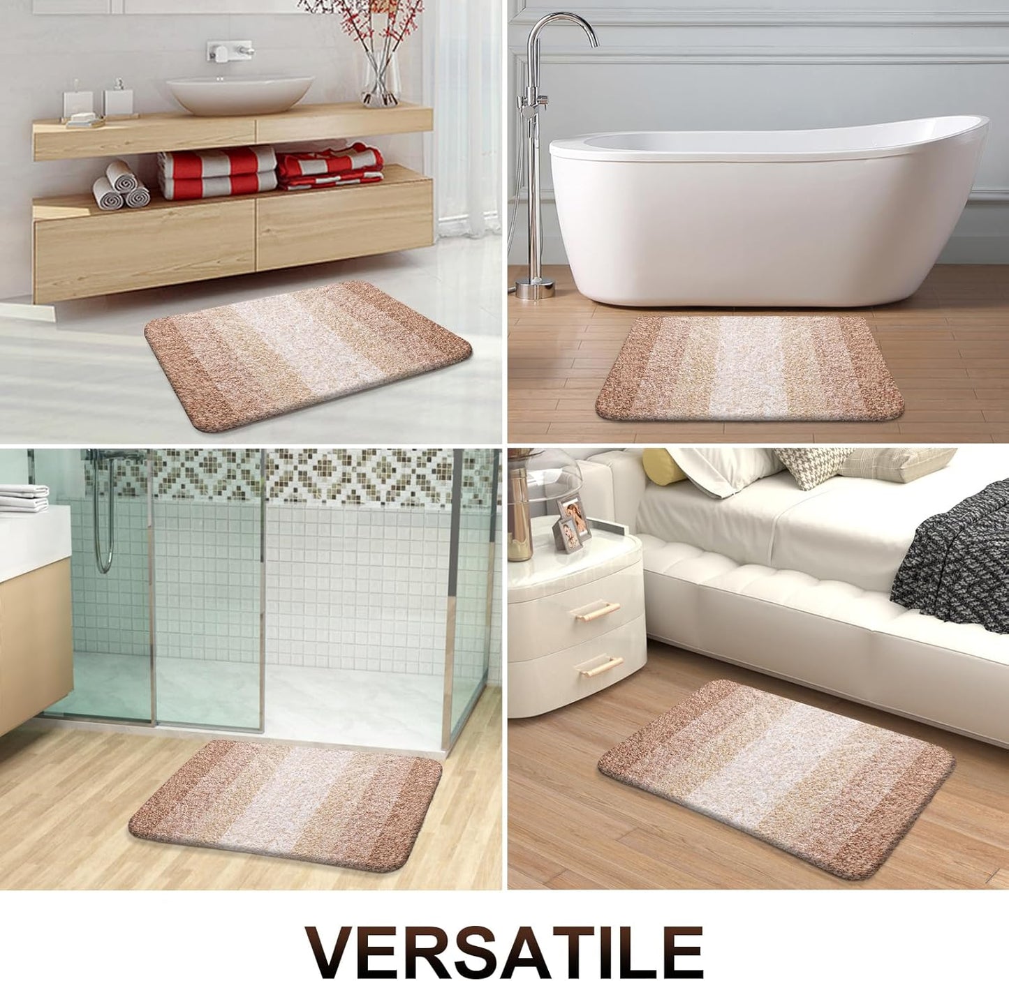 OLANLY Bathroom Runner Rug - Extra Soft Microfiber Mat with Rubber Backing | Quick Dry, Washable, 47x17, Beige