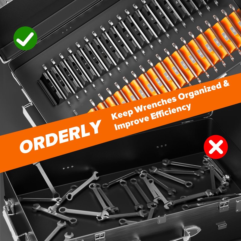 40PCS Modular Wrench Organizer - Wrench Tool Organizers for Tool Drawer Storage, Wrench Storage Set with Metric & SAE Label, Wrenches Rack Tool Gift for Professional Mechanics Men, Black & Red