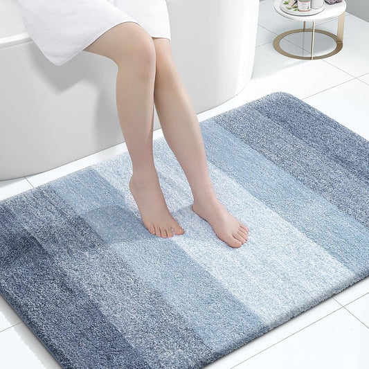 OLANLY Large Bathroom Rug Mat - Extra Soft Microfiber, Quick Dry, Machine Washable | 44x32, Blue