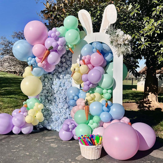 145pcs Pastel Balloons Different Sizes 18" 12" 10" 5" Latex Balloon Garland Arch Kit for Birthday Rainbow Party Baby Shower Easter Party Decorations