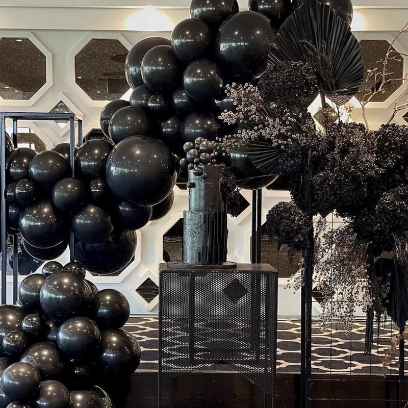 PartyWoo Black Balloons 127 pcs Different Sizes Pack of 36 18 12 10 5 Inch Matte Black Latex Balloon Arch Kit Garland for Graduation Halloween New Year Anniversary Birthday Party Decorations Black-Y18