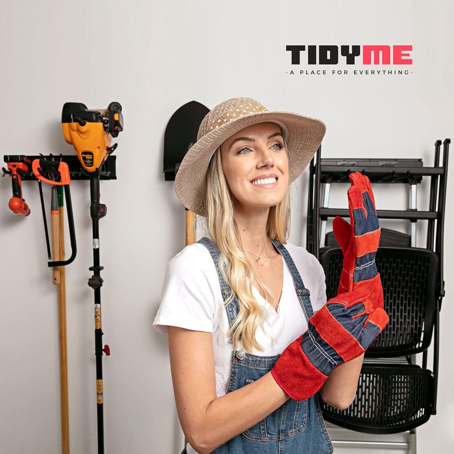 TIDYME Garage Tool Organizer - Sturdy Wall Mount Storage Rack with Adjustable Hooks | 64 Inches, 400lbs Capacity