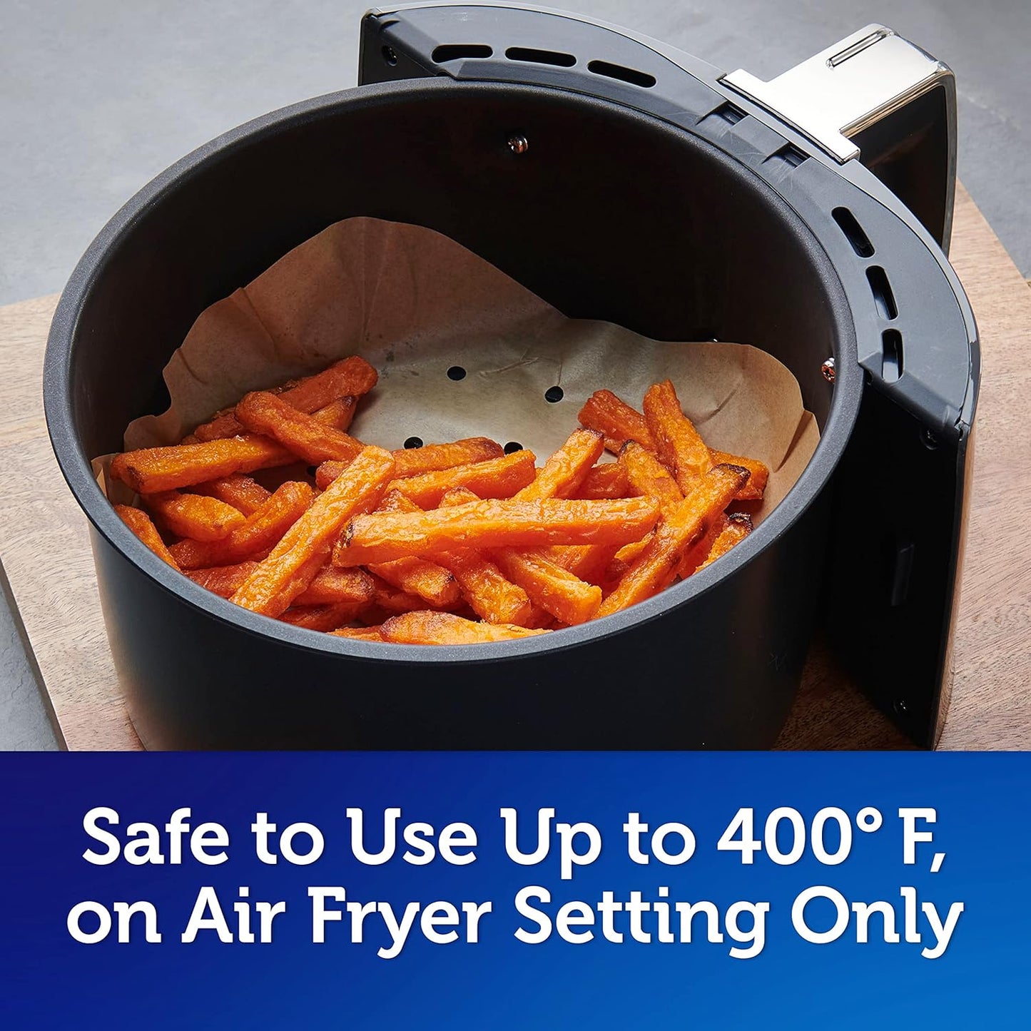 Reynolds Kitchens Air Fryer Liners - Disposable Unbleached Parchment Paper Sheets, 100 Count
