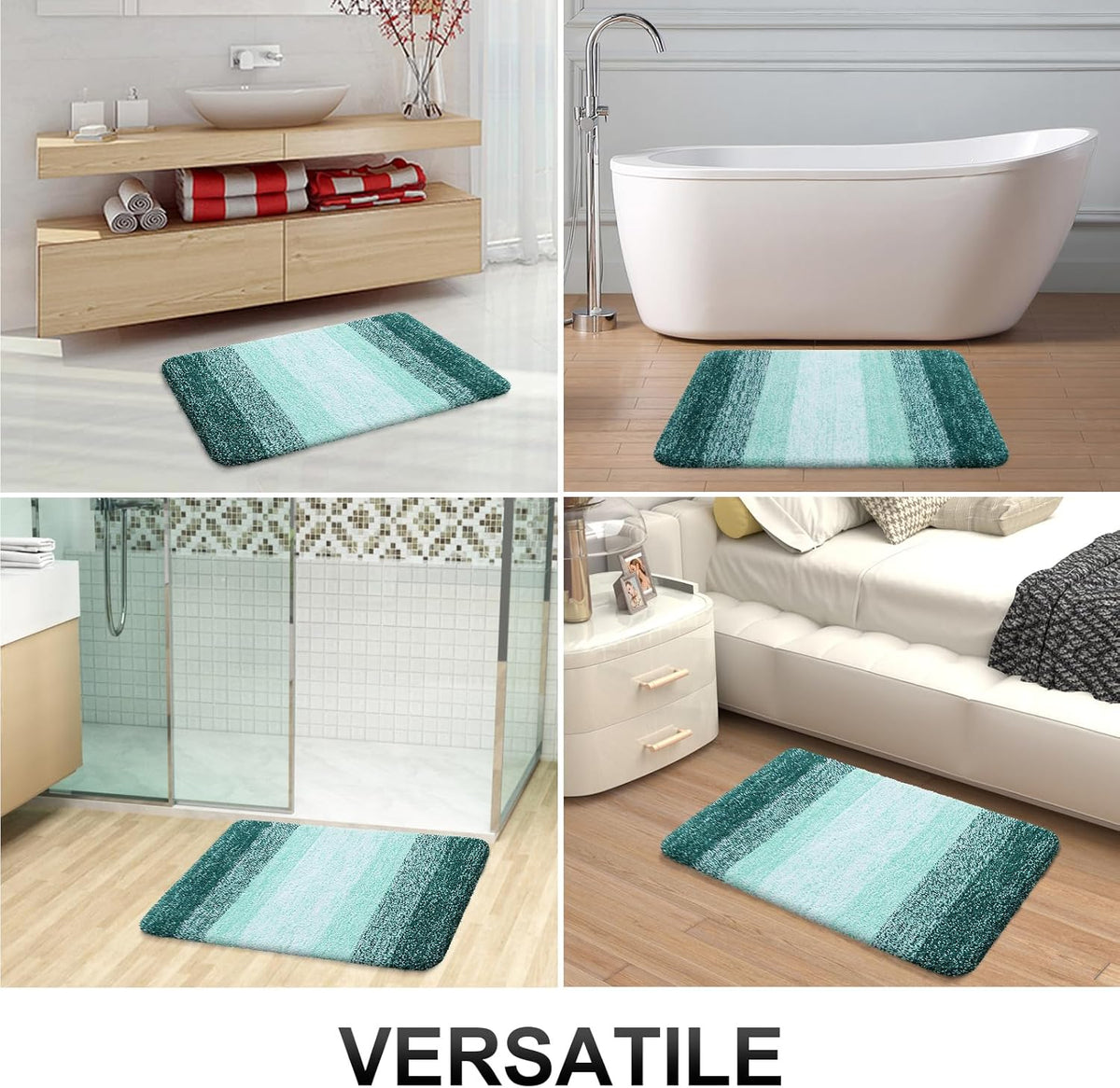 OLANLY Bathroom Runner Rug - Extra Soft Microfiber Mat with Rubber Backing | 59x17 Inches, Quick Dry, Blackish Green