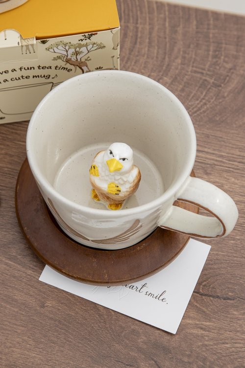 DIHOclub Eagle Coffee Cup Ceramic 3D Wild Animal Inside Mug,Cute Cartoon Handmade Figurine Mugs,Holiday and Birthday Gift for Coffee Milk Tea Lovers,12 OZ(Grey Eagle)