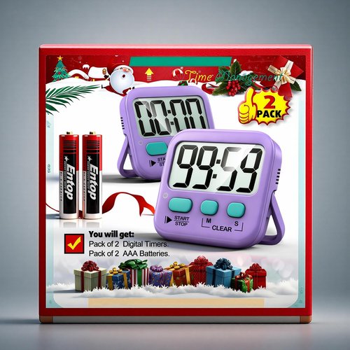 Antonki 2 Pack Digital Timer for Kids, Magnetic Countdown Kitchen Timers for Cooking, Egg, Classroom, Teacher, Exercise, Study, Oven - Battery Included