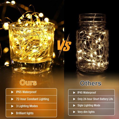Fairdeer 20 Pack Fairy Lights Battery Operated - 7ft 20 Led Twinkle Lights 3 Modes, Bulk Mini String Lights Waterproof for Mason Jars Vases DIY Party Wedding Decoration Christmas - Warm and Cold White