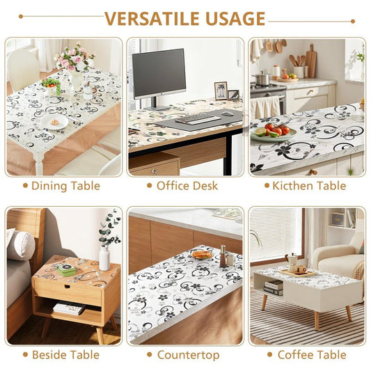 LovePads Floral Clear Table Cover Protector - 36 x 60 Inch Thick Plastic Table Cloth, Waterproof PVC Desk Mat for Dining Room Table, Wood Furniture Topper, Anti-Scratch Desk Pad for Kids Writing,