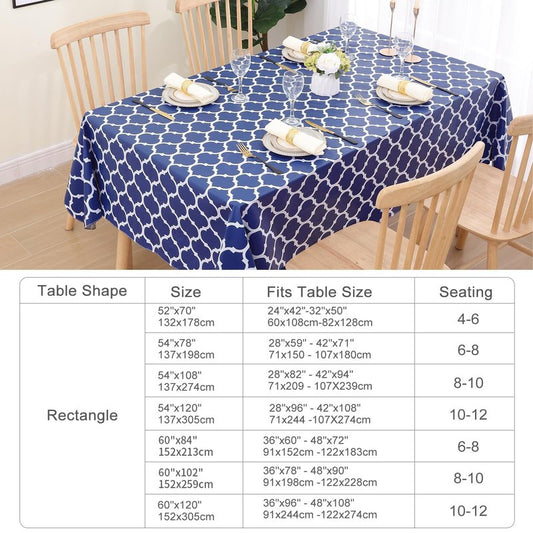 Smiry Rectangle Table Cloth Cover, Waterproof Vinyl Tablecloth with Flannel Backing for Rectangle Tables, Wipeable Spillproof Plastic Tablecloths for Dining, Camping and Indoor (60"x84", Navy)