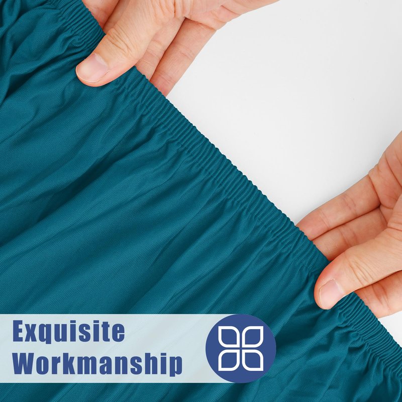 Moosfor Round Spandex Tablecloth, Elastic Fitted Waterproof Tablecloths for 25"-30" Tables, Stretch Washable Picnic Table Cover for Camping, Dining, Indoor and Outdoor,Peacock Blue