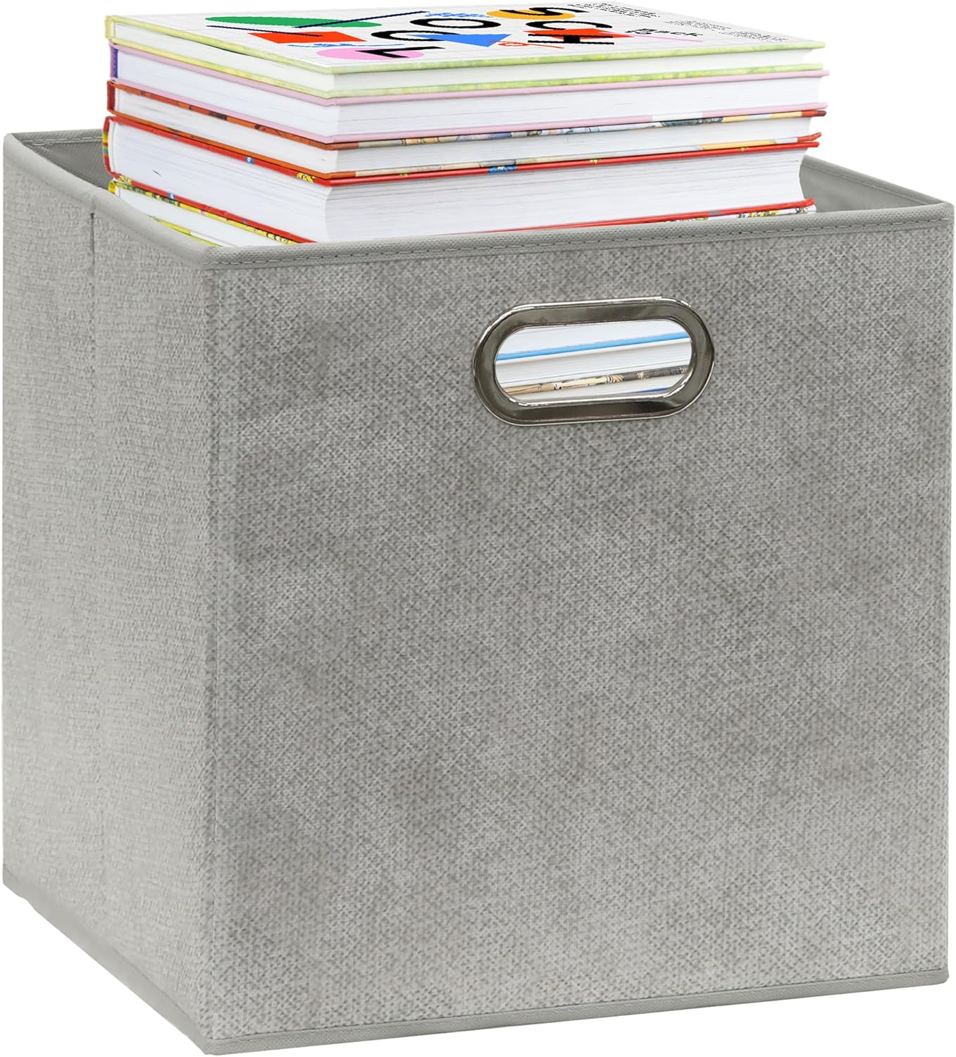 Simple Houseware 11-Inch Collapsible Fabric Cube Storage Bins - Gray, Printed Design, 6 Pack