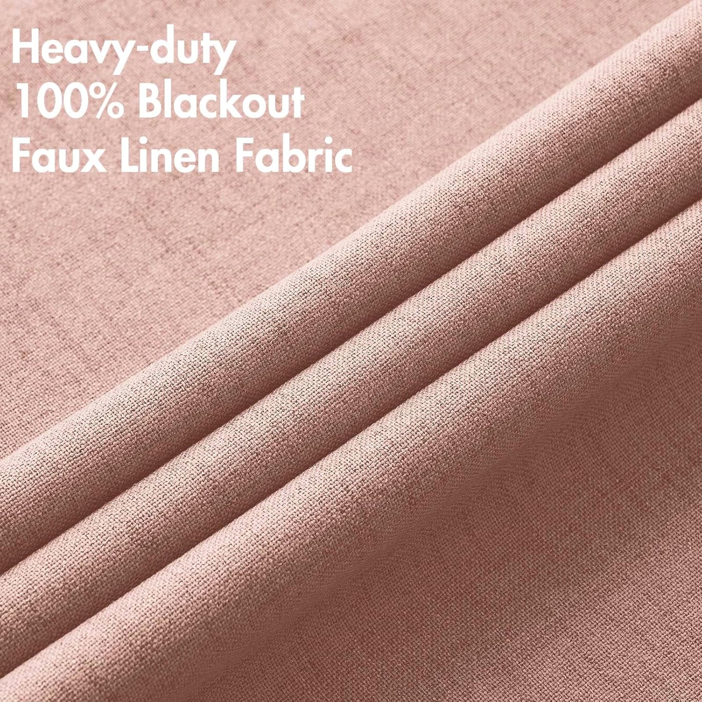 MIULEE Linen Curtains - 100% Blackout Thermal Insulated Drapes | Blush Pink, 52 x 72 Inch (2 Panels)
