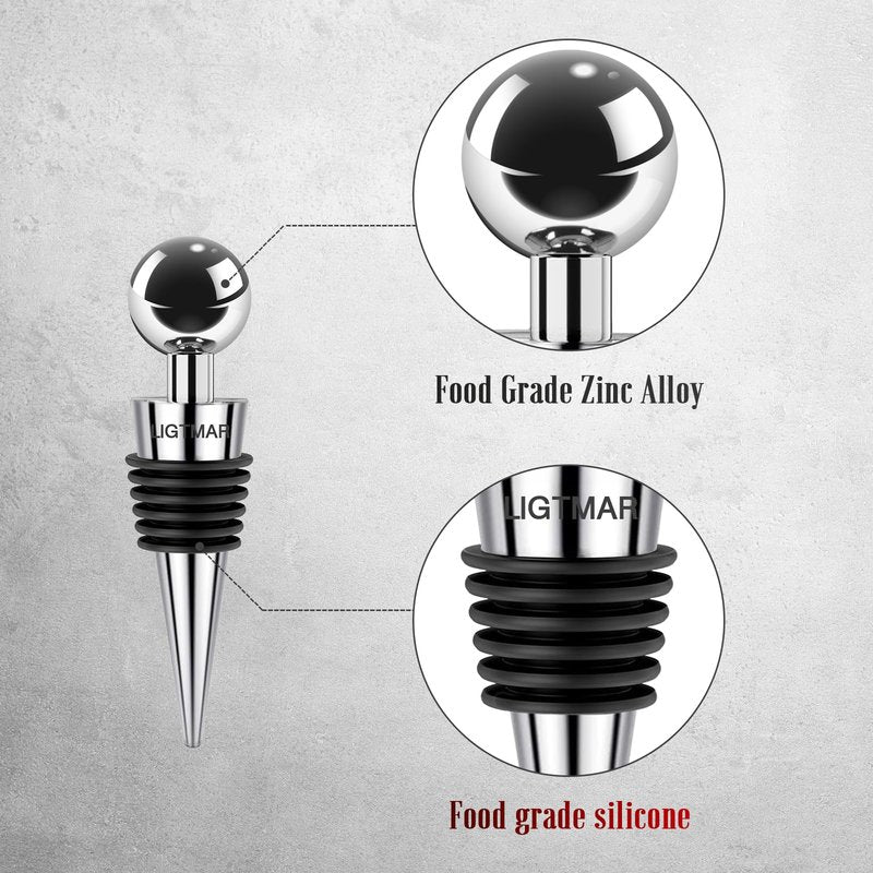 4Pcs Wine Saver Wine Stopper Wine Bottle Plug with Silicone Reusable Wine Corks, Expanding Beverage Bottle Stopper, Reusable Bottle Sealer Keeps Wine Fresh