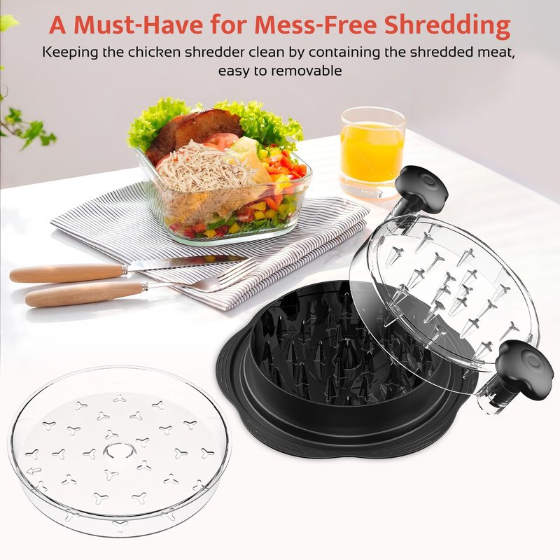 SURETIVIAN Chicken Shredder Plate, 7.09inch Removable Plate for Meat Shredder, Clear Removable Tray Only Suitable for SURETIVIAN Chicken Shredder Tool Twist, Easy to Install