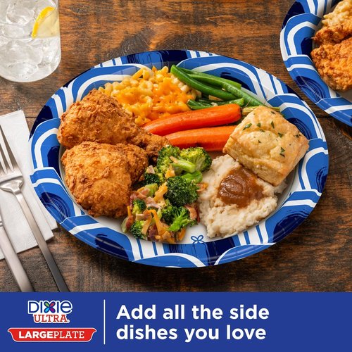 Dixie Ultra Large Paper Plates - 11 Inch, Heavy Duty & Microwave-Safe | 25 Count, Soak-Proof & Cut Resistant
