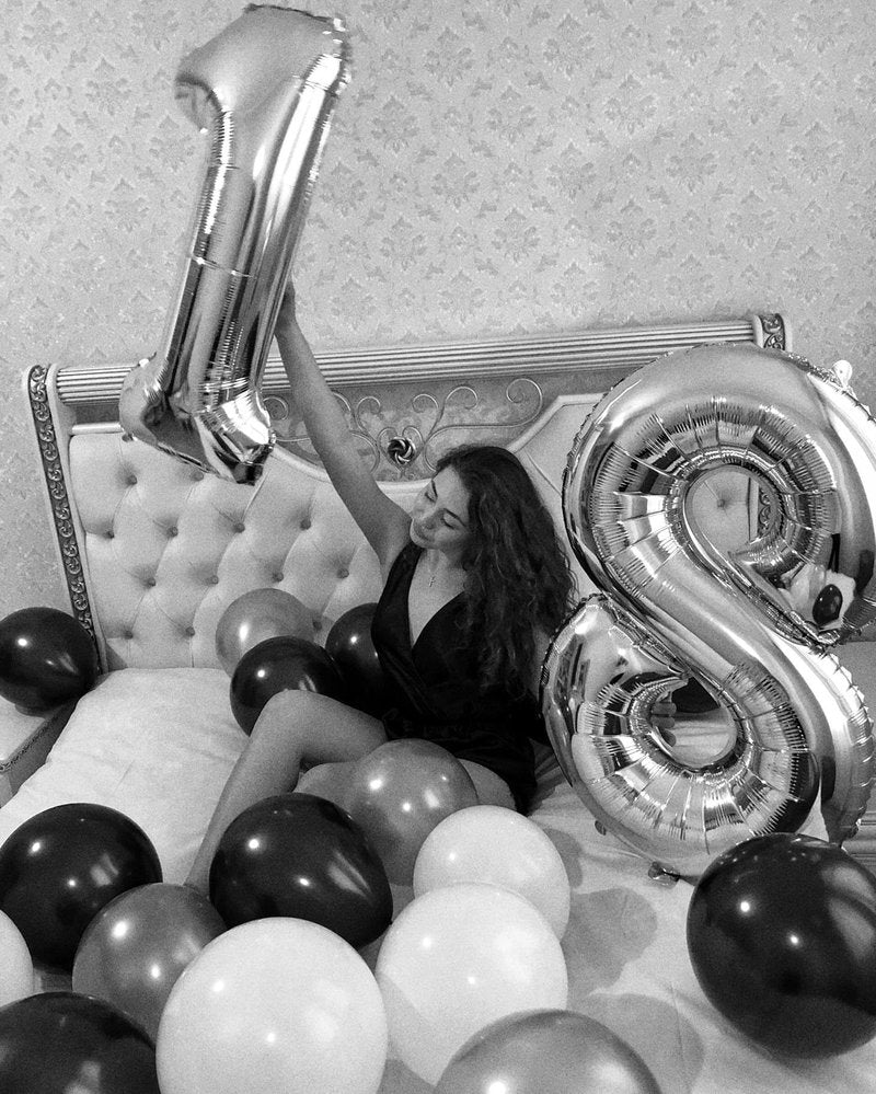 Silver 8 Balloon, Number Balloons 40 Inch, 8th Birthday Decorations for Boys Girls, Silver Birthday Balloons, Silver Party Supplies, Number 8 Balloon