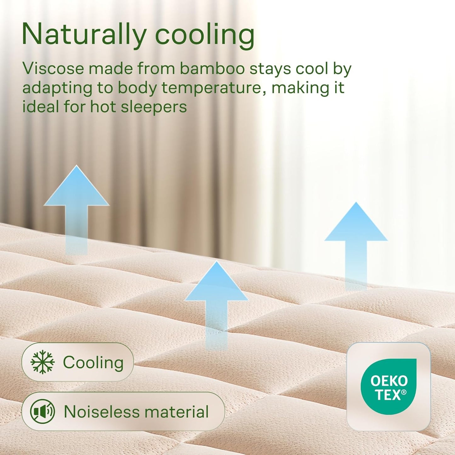 Niagara Sleep Solution Ultra Soft Mattress Topper | California King Size - Bamboo Pillow Top for Back Pain Relief, Naturally Cooling, Beige