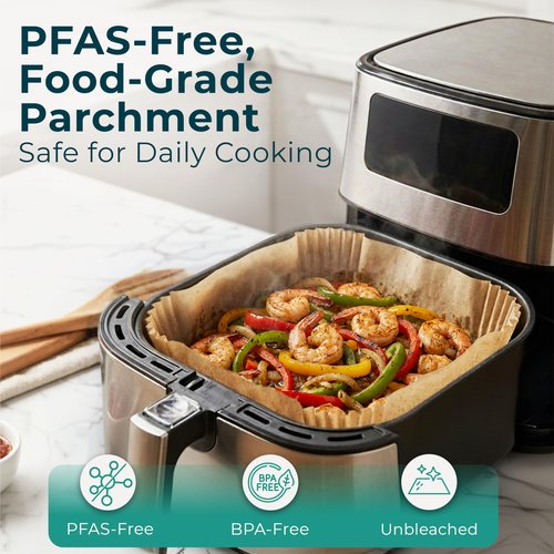 Cathy Yoder's Square Air Fryer Liners, 125 PCS 9 inch Large Air Fryer Liners, 8-12 QT Easy Cleanup Square AirFryer Liners Disposable, AirFryer Liner Parchment Paper for Cooking & Baking