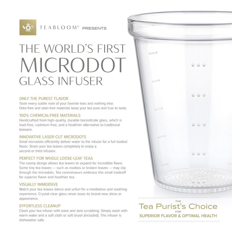 Teabloom Innovative Filtered Borosilicate Glass Teapot With Microdot Whole Leaf Tea Glass Infuser, 40 ounces – A Pure & Immersive Tea Experience – Tea Purist's Choice