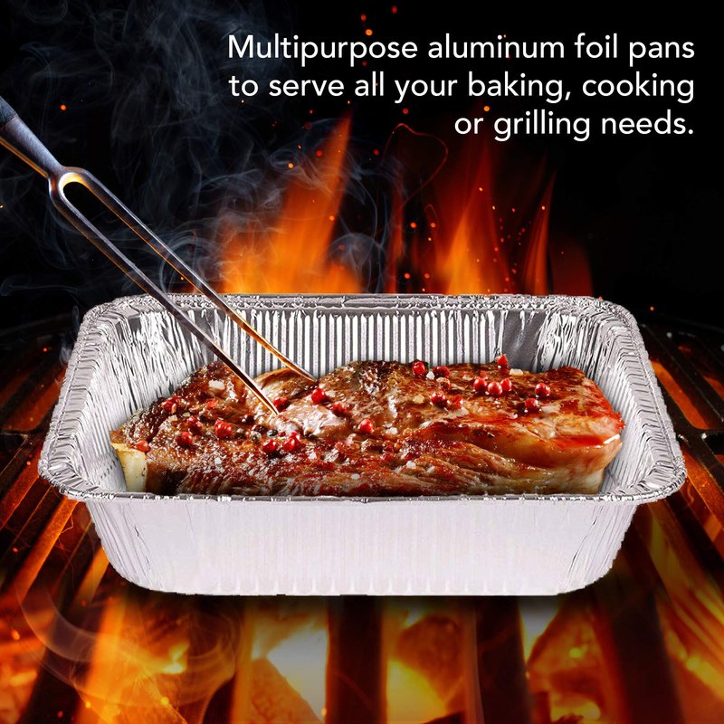 Stock Your Home Aluminum Pans 9x13 Disposable Foil Baking Pans (Pack Of 100) - Half Size Steam Table Deep Pans - Tin Foil Pans Great for Cooking, Heating, Storing, Prepping Food