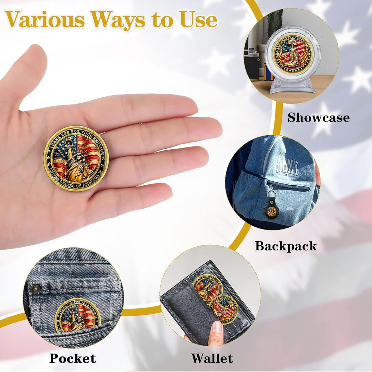 **Flame Boots Military Challenge Coin - Patriotic Eagle Flag Commemorative Token for US Army Veterans**