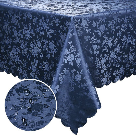 Smiry Rectangle Table Cloth, Waterproof Heavy Duty Vinyl Tablecloths, Wipeable Washable Table Cover for Kitchen and Dining Room (Navy Blue, 60" X 140")