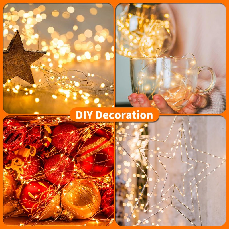 TingMiao 6 Pack Fairy Lights Battery Operated 7.2 ft 20 LED Mini String Lights Waterproof Silvery Copper Wire Firefly Starry Lights for Wedding Bedroom Party Christmas Decor(Warm White)