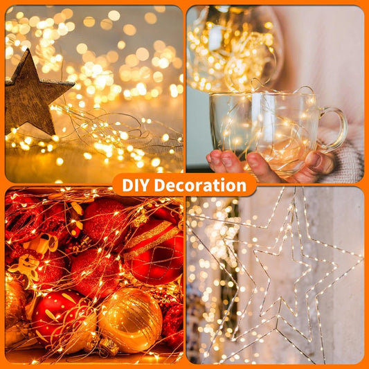 TingMiao 6 Pack Fairy Lights Battery Operated 7.2 ft 20 LED Mini String Lights Waterproof Silvery Copper Wire Firefly Starry Lights for Wedding Bedroom Party Christmas Decor(Warm White)