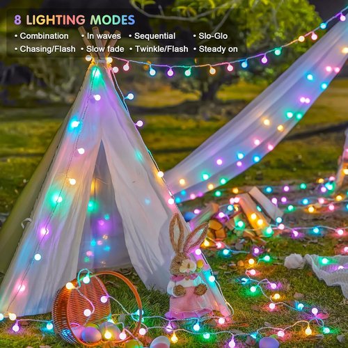 JMEXSUSS 100 LED Connectable Easter Lights - 33 ft Globe String Lights with Remote & 8 Modes for Indoor/Outdoor Decor