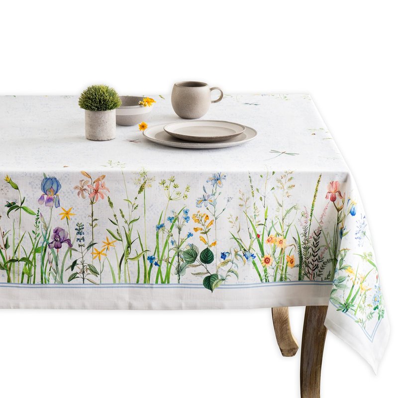 Maison d' Hermine Table Cloth Rectangle Table 100% Cotton 70 x 120 Inches Tablecloth Reusable Decorative for Dining Kitchen Room Farmhouse Home Gifts for Mothers Day Spring Summer - Fleurs De Mai