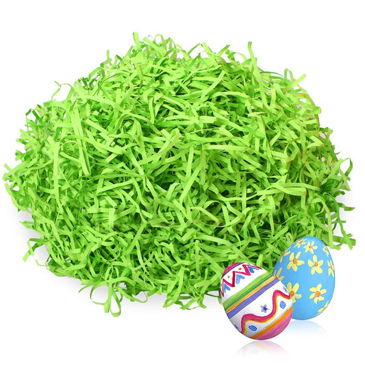 MARFOREVER 200g Easter Grass Basket Filler Easter Green Grass, Green Raffia Recyclable Shredded Paper Grass for Happy Party Favors Decorations Gift Wrapping Stuffers 7oz