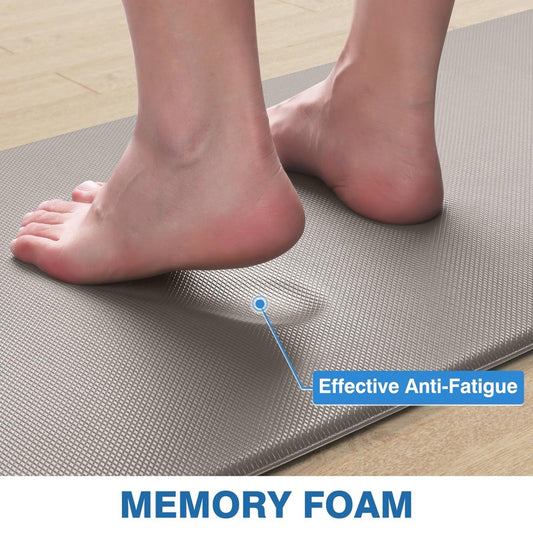 StepRite Kitchen Mats, 2PCS Kitchen Rugs, Cushioned Anti Fatigue Kitchen Mats for Floor, Non-Slip Standing Desk Mat, Waterproof Kitchen Rug Set for Kitchen, Floor, Office, 17.3"x30"+17.3"x59", Khaki