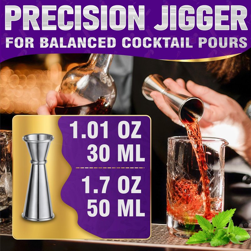 3 Pcs Muddler for Cocktails Set - Bar Muddler Tool with Sturdy Head, Versatile Cocktail Spoon & Jigger, Easy to Use & Clean, Stylish Rust-Resistant Stirring Tool - Bar Tools for Drinks Mixing