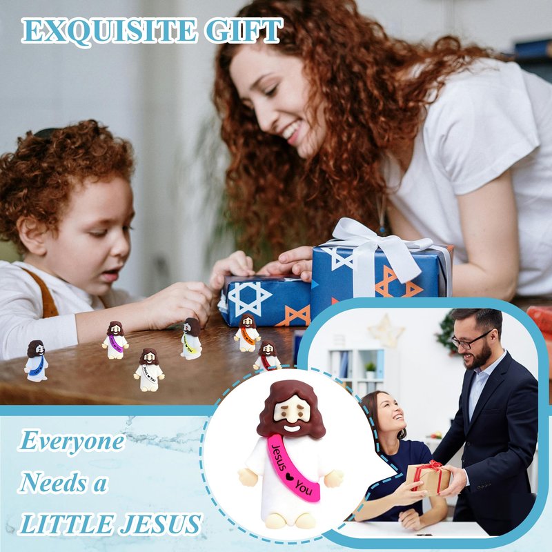 TFengfly 50 Pcs Little Jesus Figures Small Easter Jesus Loves You Toys 10 Colors Mini Rubber Jesus Miniatures to Hide and Seek Religious Gift Party Favors Easter Egg Stuffers Sunday School (50)
