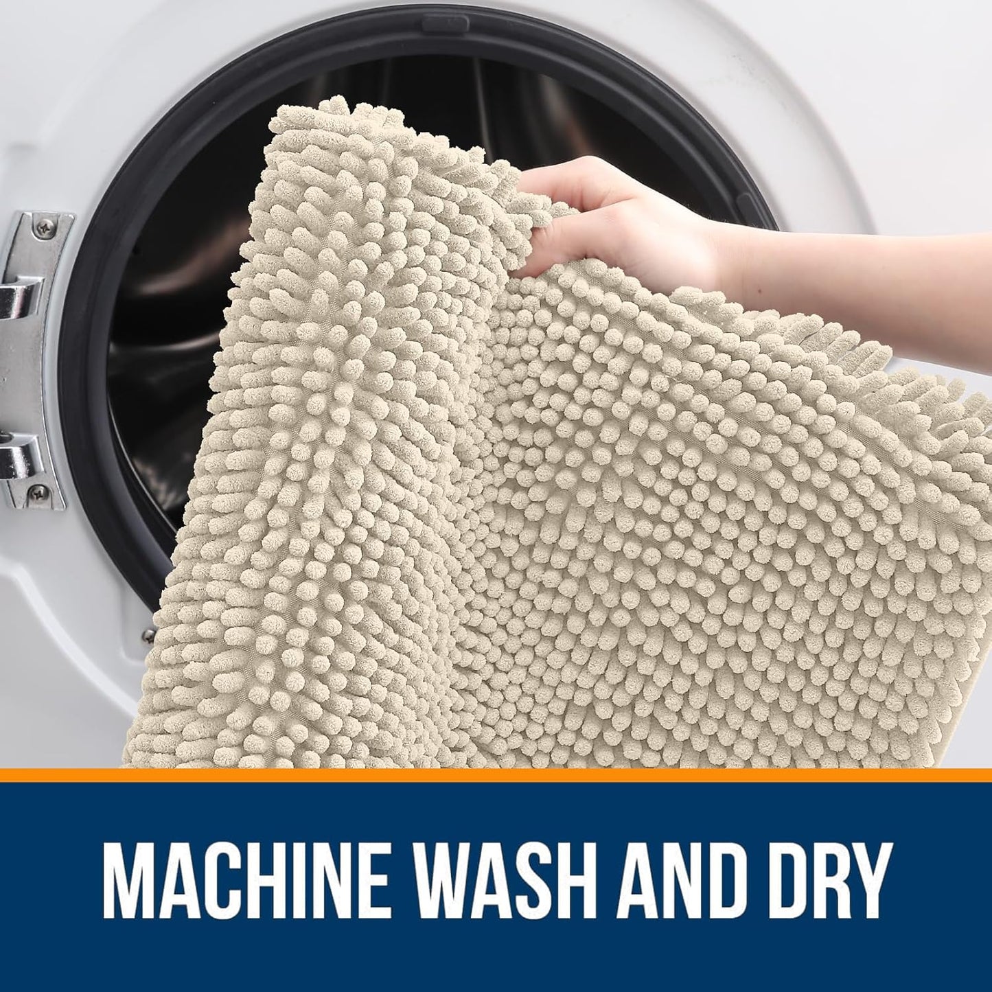 OLANLY Bathroom Runner Rugs - Extra Soft Chenille Bath Mat, Quick Dry & Machine Washable | 59x20, Sand