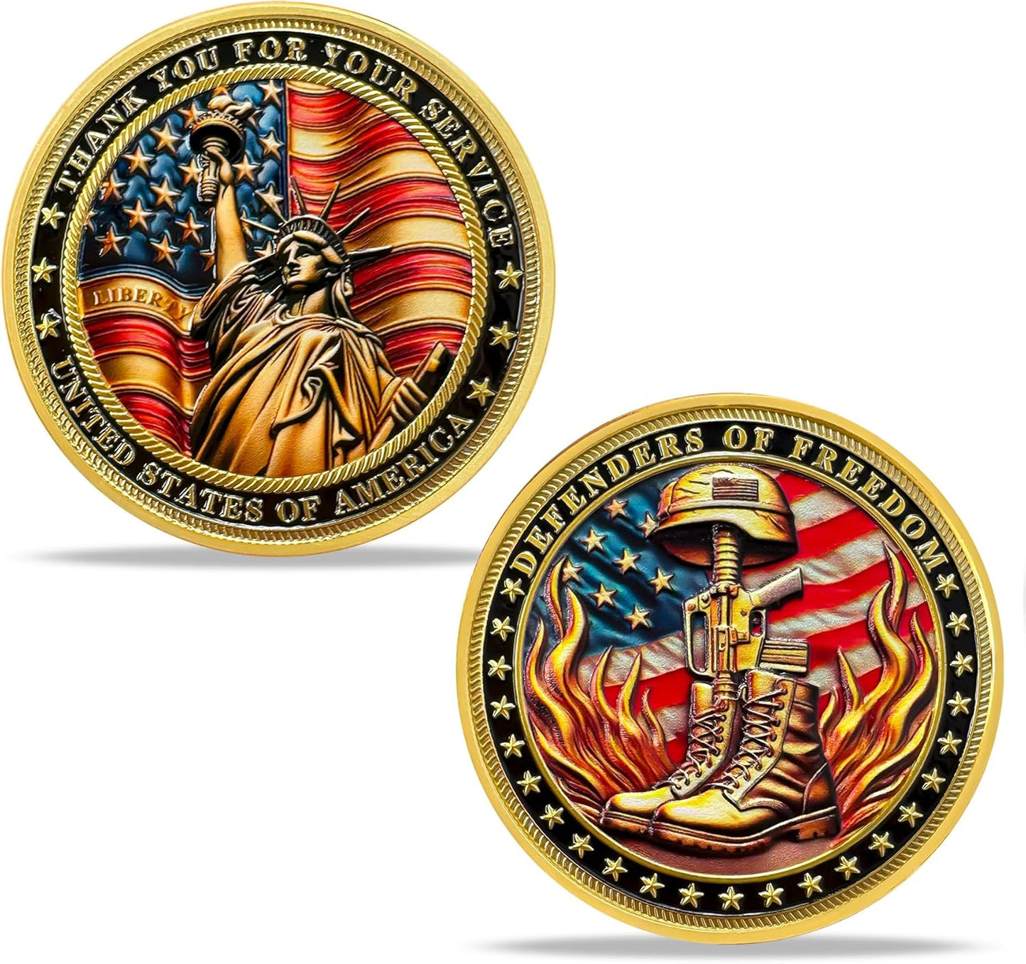 **Flame Boots Military Challenge Coin - Patriotic Eagle Flag Commemorative Token for US Army Veterans**
