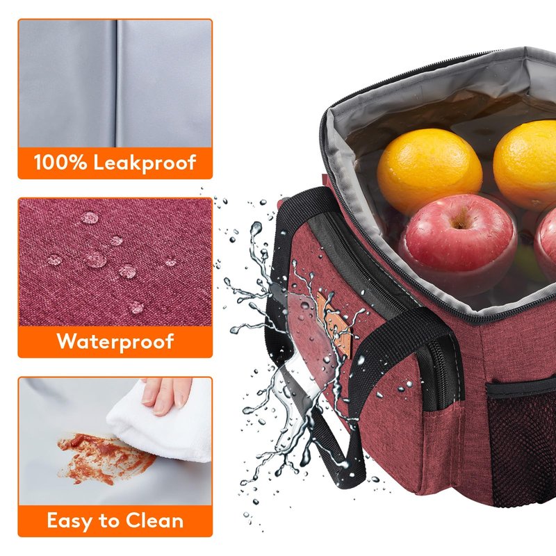 Lifewit Medium Lunch Bag, Insulated Lunch Box, Soft Cooler Cooling Tote for Adult Men Women, Burgundy 12-Can (9L)