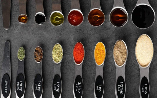 Magnetic Measuring Spoons Set of 8 Stainless Steel Stackable Dual Sided Nesting Teaspoons and Tablespoons for Measuring Dry and Liquid Ingredients