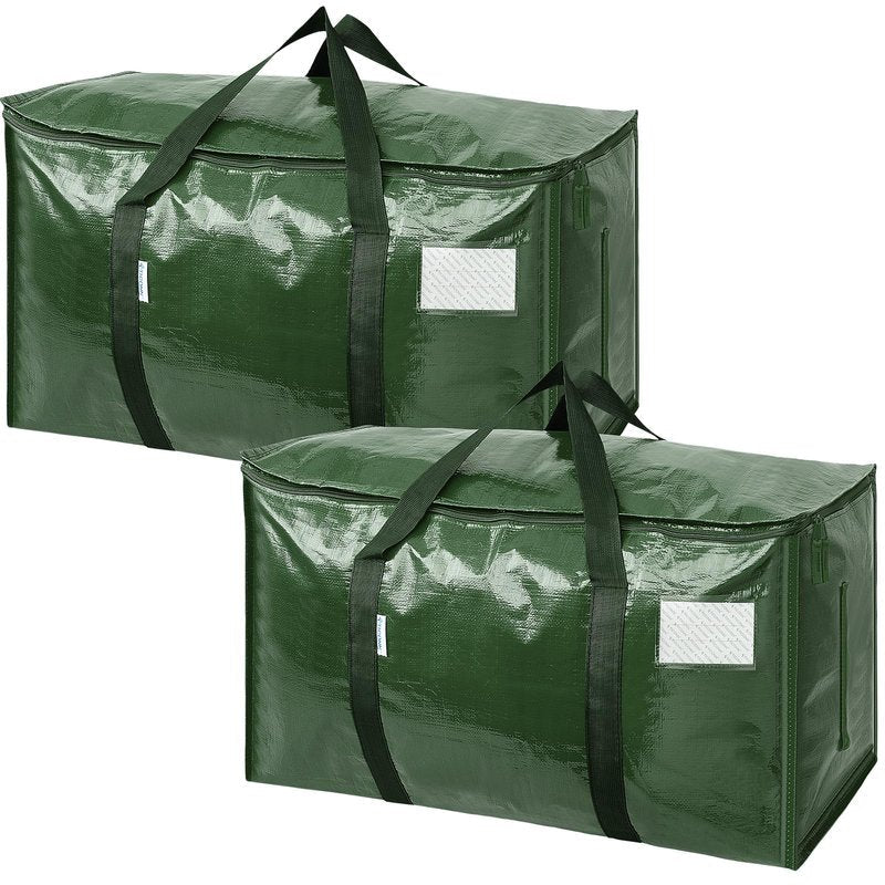 TICONN 2 Pack Extra Large Moving Bags Heavy Duty with Zippers & Carrying Handles, Durable Storage Bags Moving Boxes for Closet Organizers and Storage (2 Pack, Olive)
