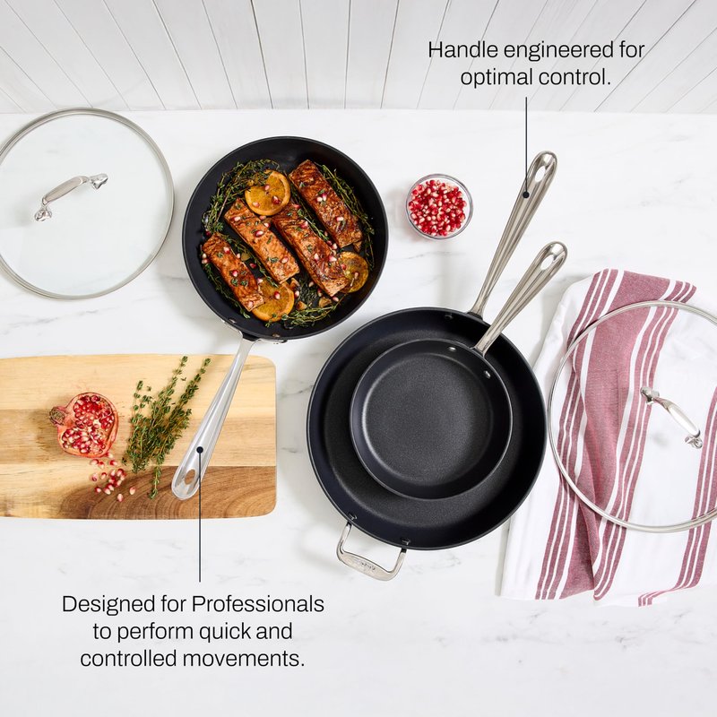 All-Clad HA1 Hard Anodized Non Stick Fry Pan Set 2 Piece, 8, 10 Inch, Induction, Oven Broiler Safe 500F, Pots and Pans Set, Kitchen Frying Pans, Skillets, Premium Cookware, Home, Dishwasher Safe Black