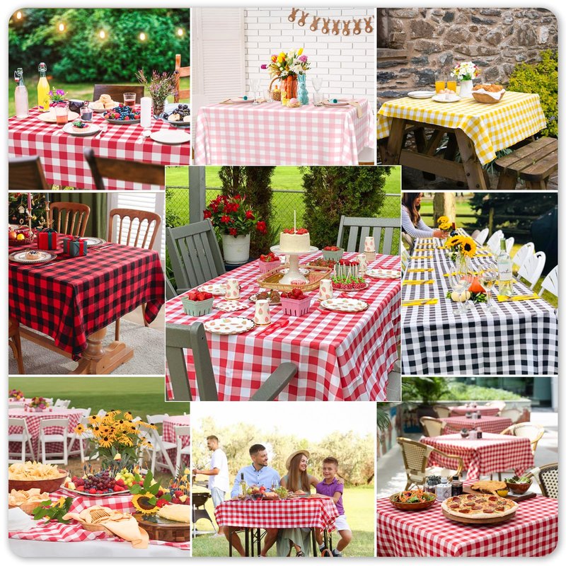 Mulbozy 2 Pcs Checkered Tablecloth Plastic for Birthday Decor, 54 × 108 inches Disposable Black and White Checkered Table Covers for Baby Shower, Race Car Birthday Party Decorations