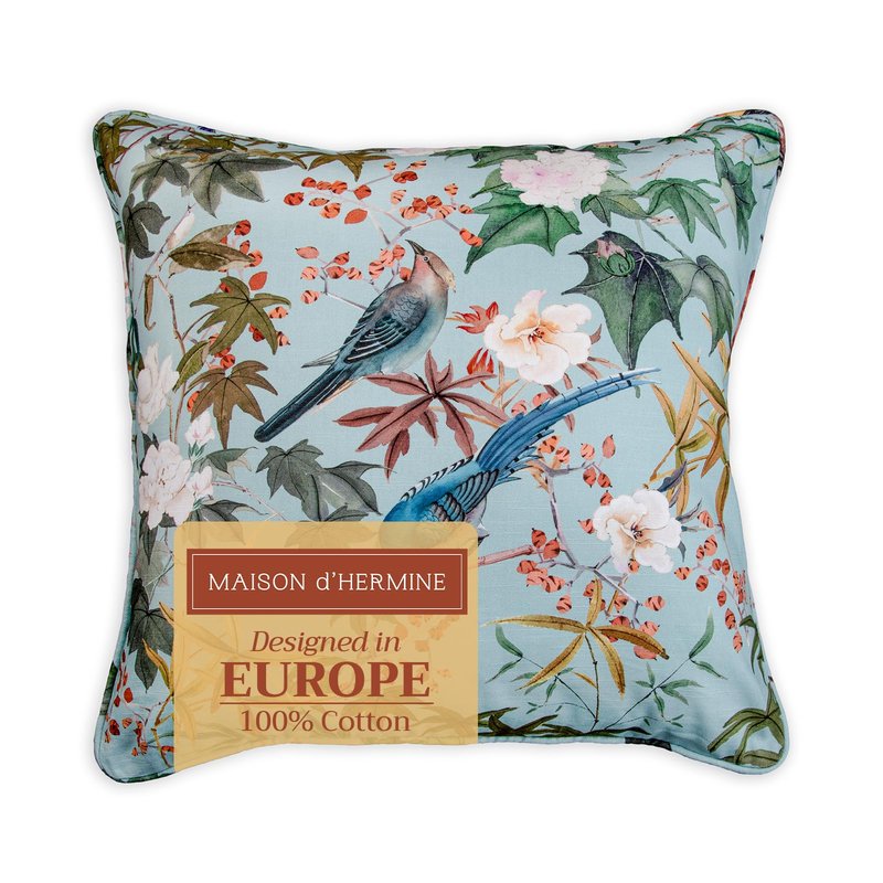 Maison d' Hermine Decorative Pillow Covers 18 x 18 inch Square 100% Cotton Throw Pillow Covers with Invisible Zipper for Living Room Couch Chair Sofas Gifts for Mothers Day - Hokuzai - Blue
