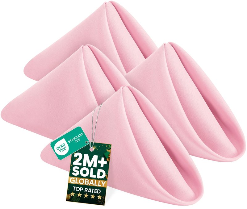 Utopia Home [24 Pack, Pink] Cloth Napkins 17x17 Inches, 100% Polyester Hemmed Edges, Washable and Reusable Ideal for Parties, Weddings and Dinners