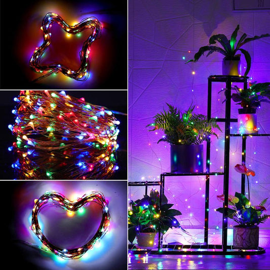 Ariceleo Led Fairy Lights Battery Operated, 4 Packs Mini Battery Powered Copper Wire Starry Fairy Lights for Bedroom, Christmas, Parties, Wedding, Centerpiece, Decoration (5m/16ft Multi-Colored)