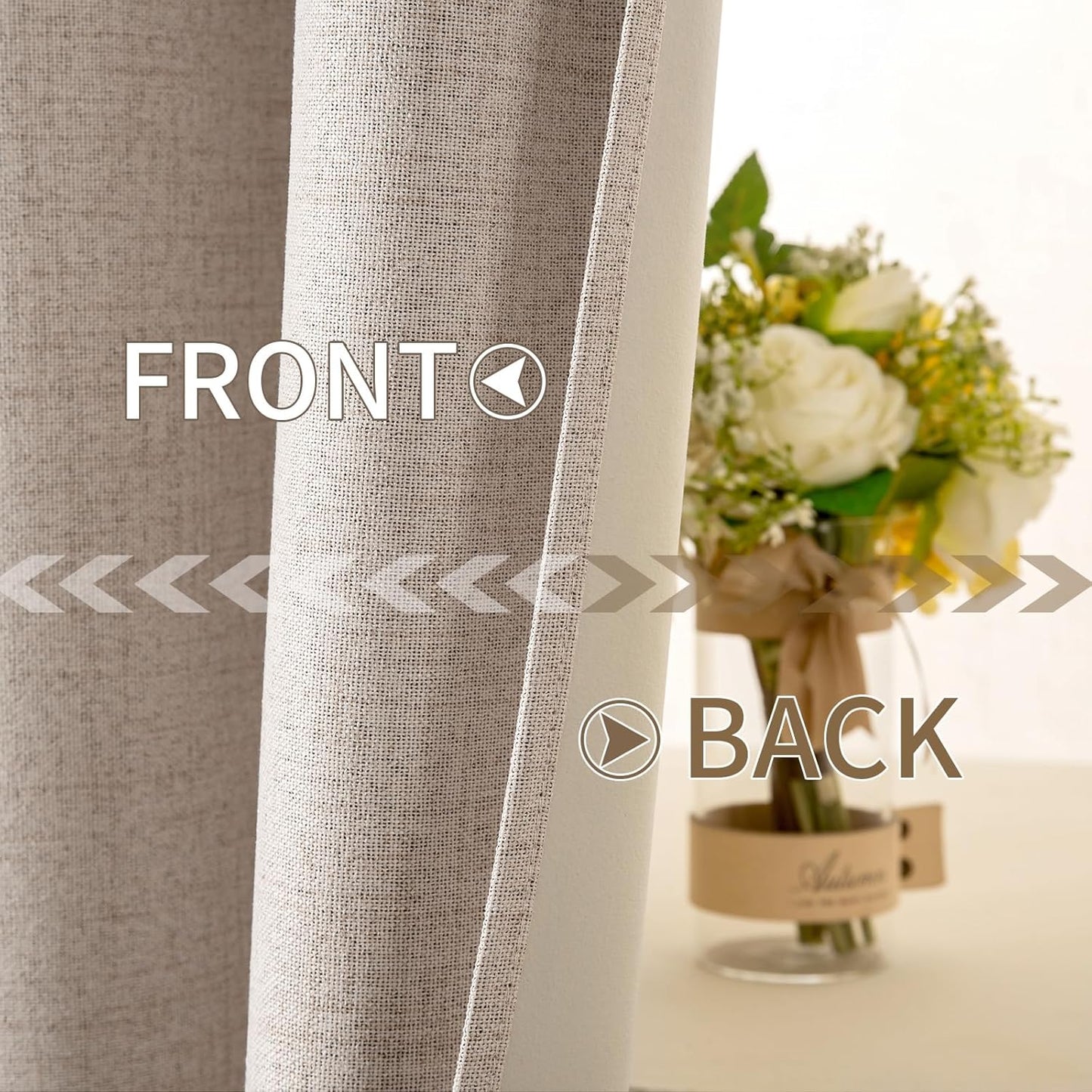 MIULEE 90-Inch Linen Textured Blackout Curtains - Thermal Insulated Natural Beige Drapes | Luxury Room Darkening for Bedroom & Living Room (2 Panels)