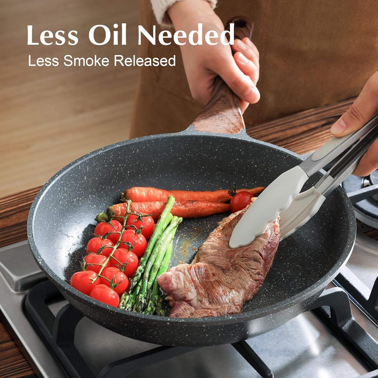 SENSARTE Nonstick Frying Pan - Healthy 8-Inch Omelet Skillet with Glass Lid | PFOA Free Cooking Pan