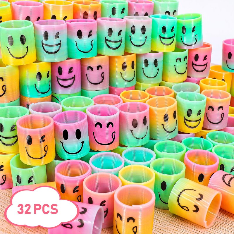 AZEN 32 Pcs Mini Spring Party Favors for Kids 3-5 4-8, Goodie Bags Stuffers for Birthday, Classroom Prizes Kids Prizes, Small Bulk Toys Gifts (4 Smile)