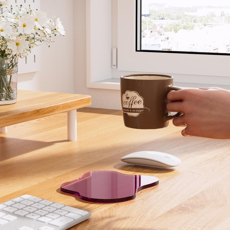 Leadiy Acrylic Coaster for Desk, Clear Bar Drink Coaster, Clear Cloud Shape Coffee Cup Coaster, Perfect for Tabletop Protection and Accessories Display.